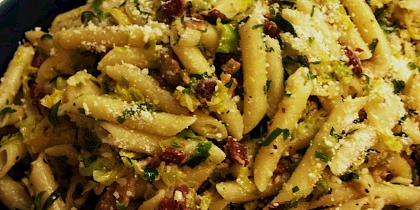 Penne Pasta with Brussels Sprouts & Bacon