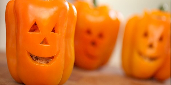 Stuffed Jack-O-Lantern Bell Peppers