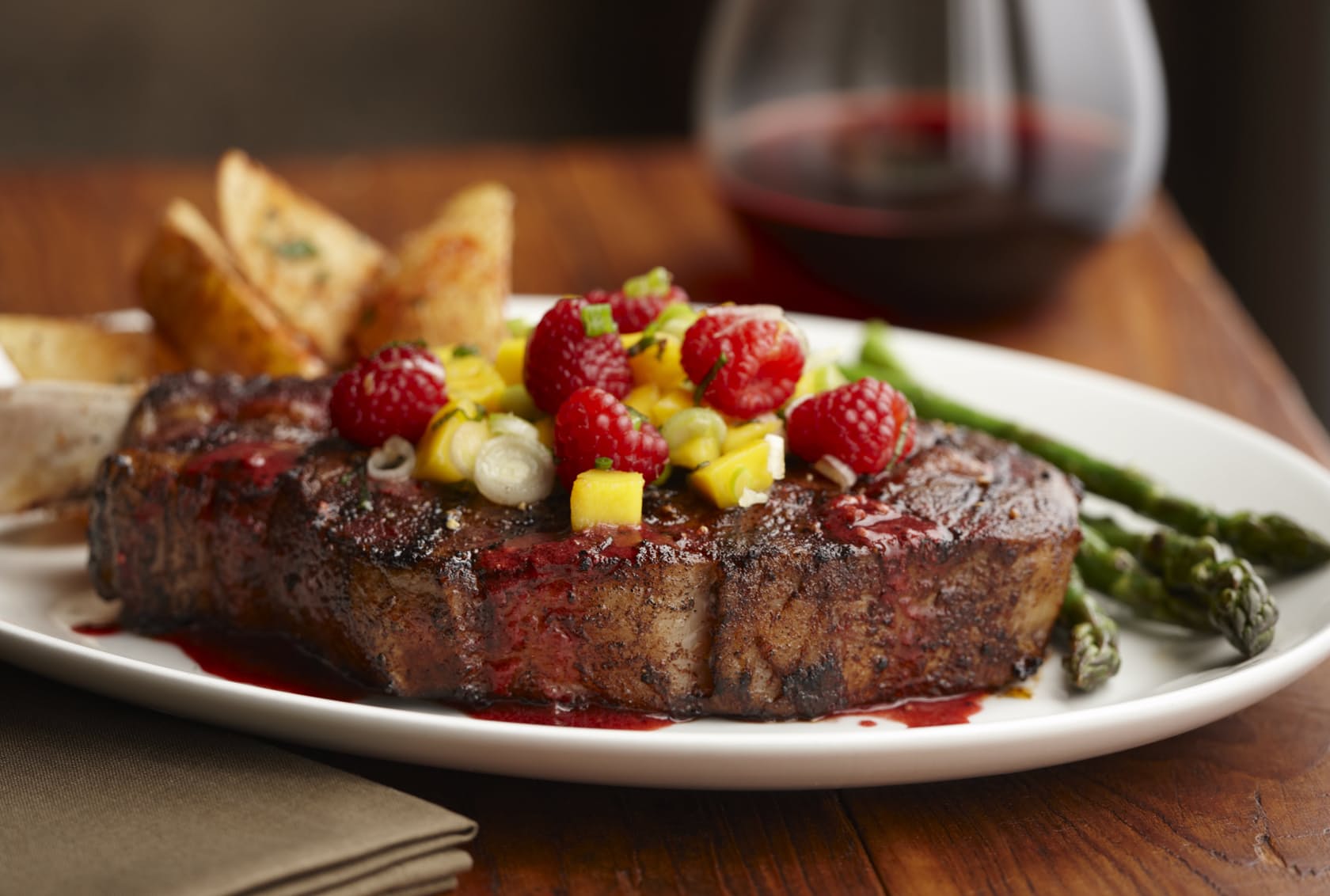 Bourbon Raspberry Steak with Raspberry Mango Salsa UnitedAg